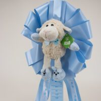 Birth Announcement Ribbon Wreath with Sheep Plush Toy