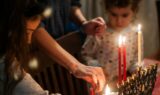 Lighting the Hanukah Menorah, israel