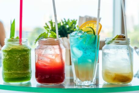 iced cocktail on wooden table